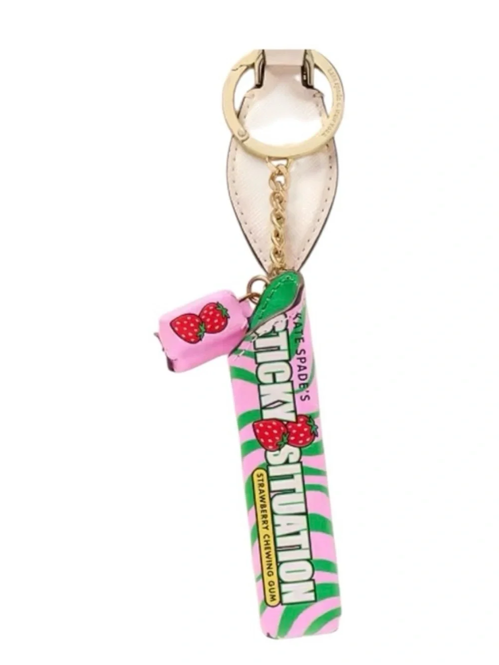 kate spade Pink & Green Strawberry Candy Keychain Charm - Picture 3 of 3